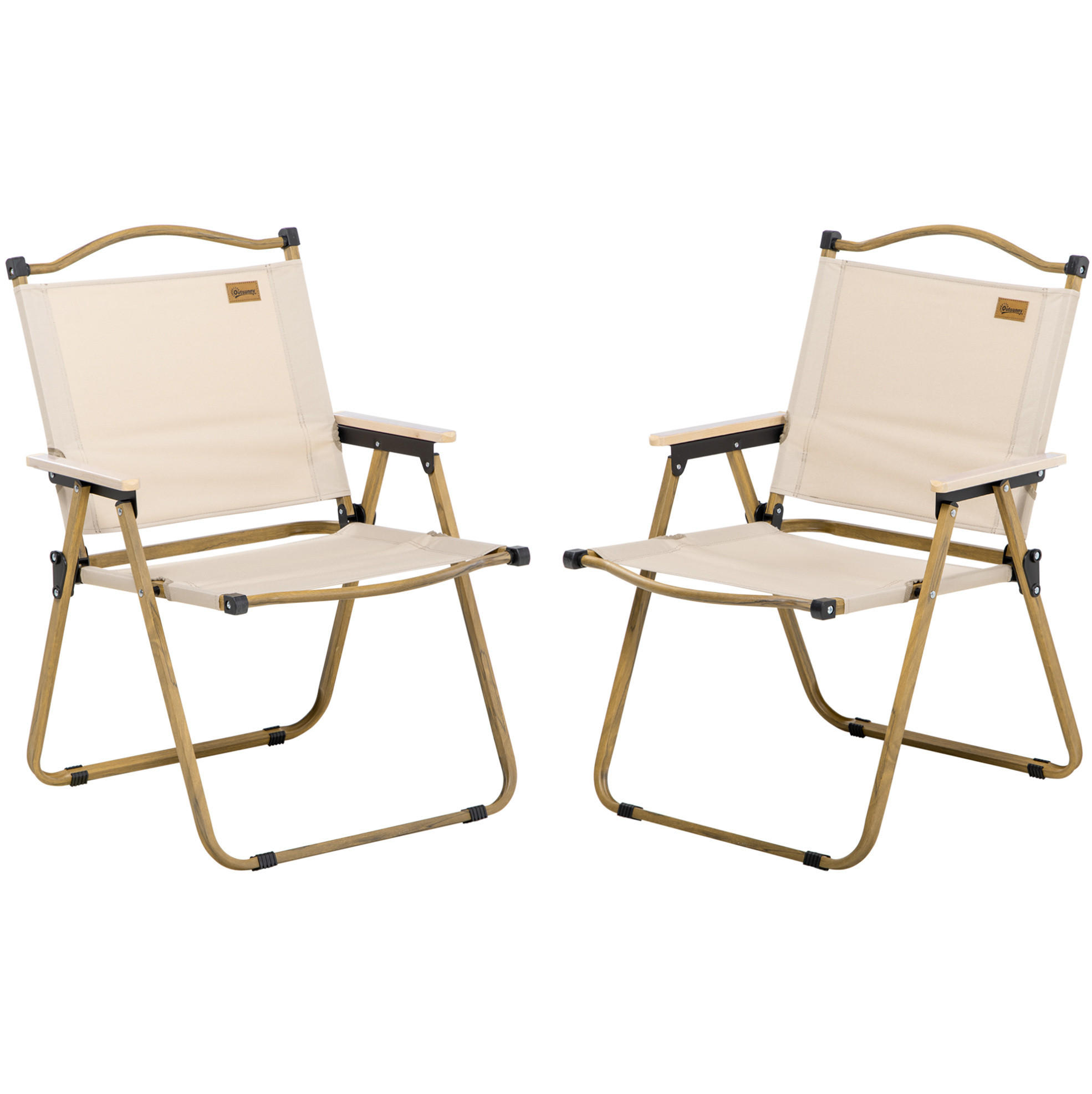 CAMPINGSTUHL 54/59/78 cm klappbar und tragbar im 2er-Set mit Stahlrahmen, Khaki - Beige, Metall (59/78/54cm) - Redom