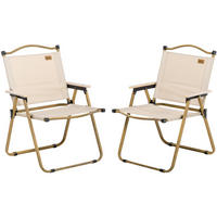 CAMPINGSTUHL 54/59/78 cm klappbar und tragbar im 2er-Set mit Stahlrahmen, Khaki - Beige, Metall (59/78/54cm) - Redom