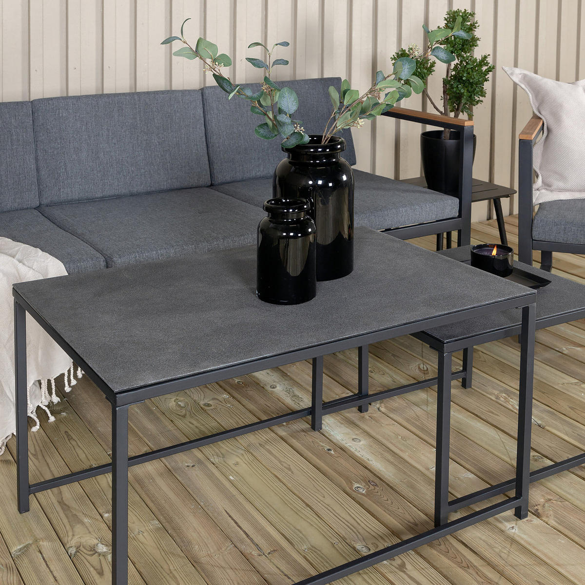 LOUNGESET - Schwarz - Stahl - 188 x 67 x 80 cm - Schwarz, Metall - home24