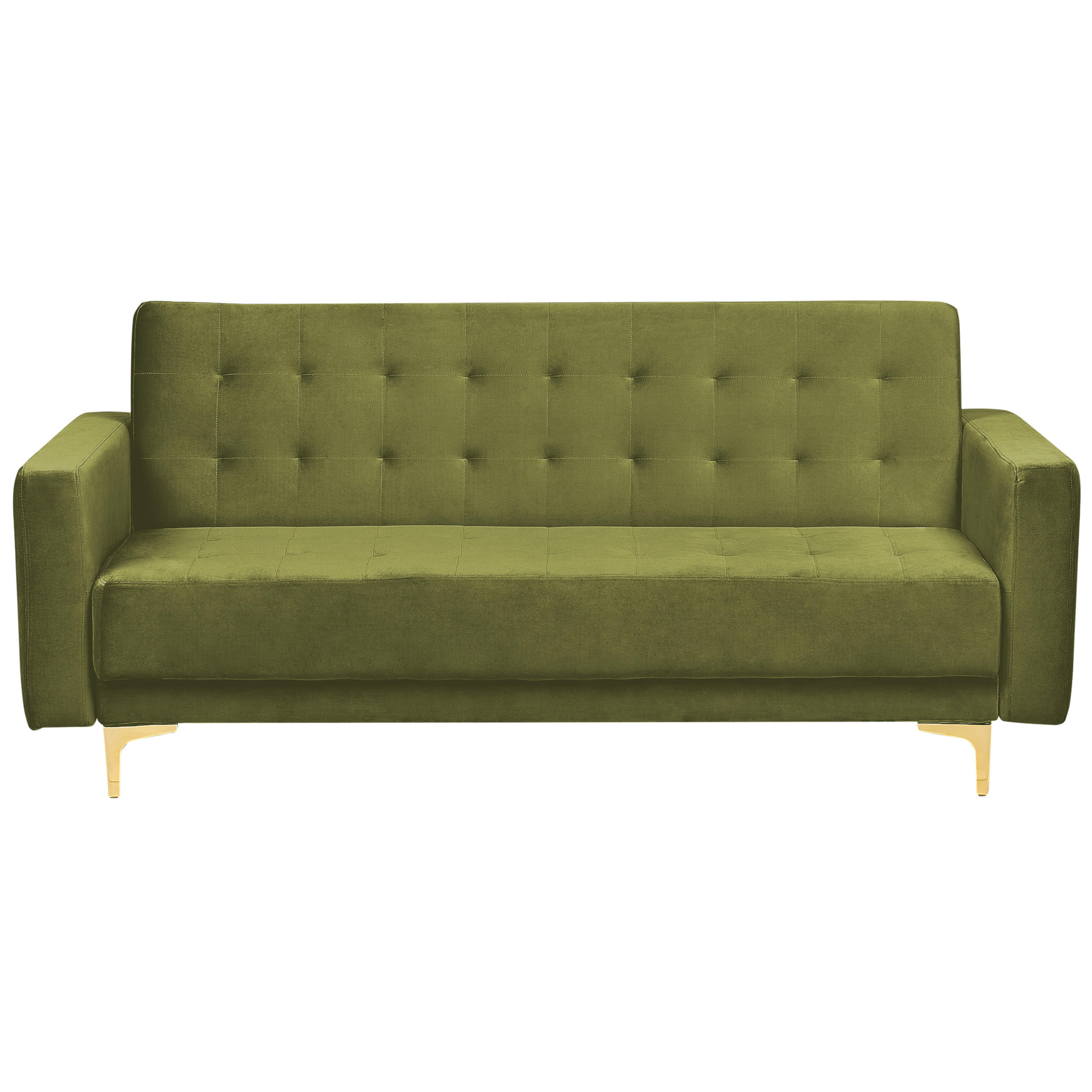 3-SITZER-SCHLAFSOFA Samtstoff grün Aberdeen - Goldfarben/Grün, Textil (186/83/88cm) - Beliani