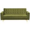 3-SITZER-SCHLAFSOFA Samtstoff grün Aberdeen - Goldfarben/Grün, Textil (186/83/88cm) - Beliani