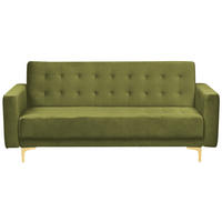 3-SITZER-SCHLAFSOFA Samtstoff grün Aberdeen - Goldfarben/Grün, Textil (186/83/88cm) - Beliani