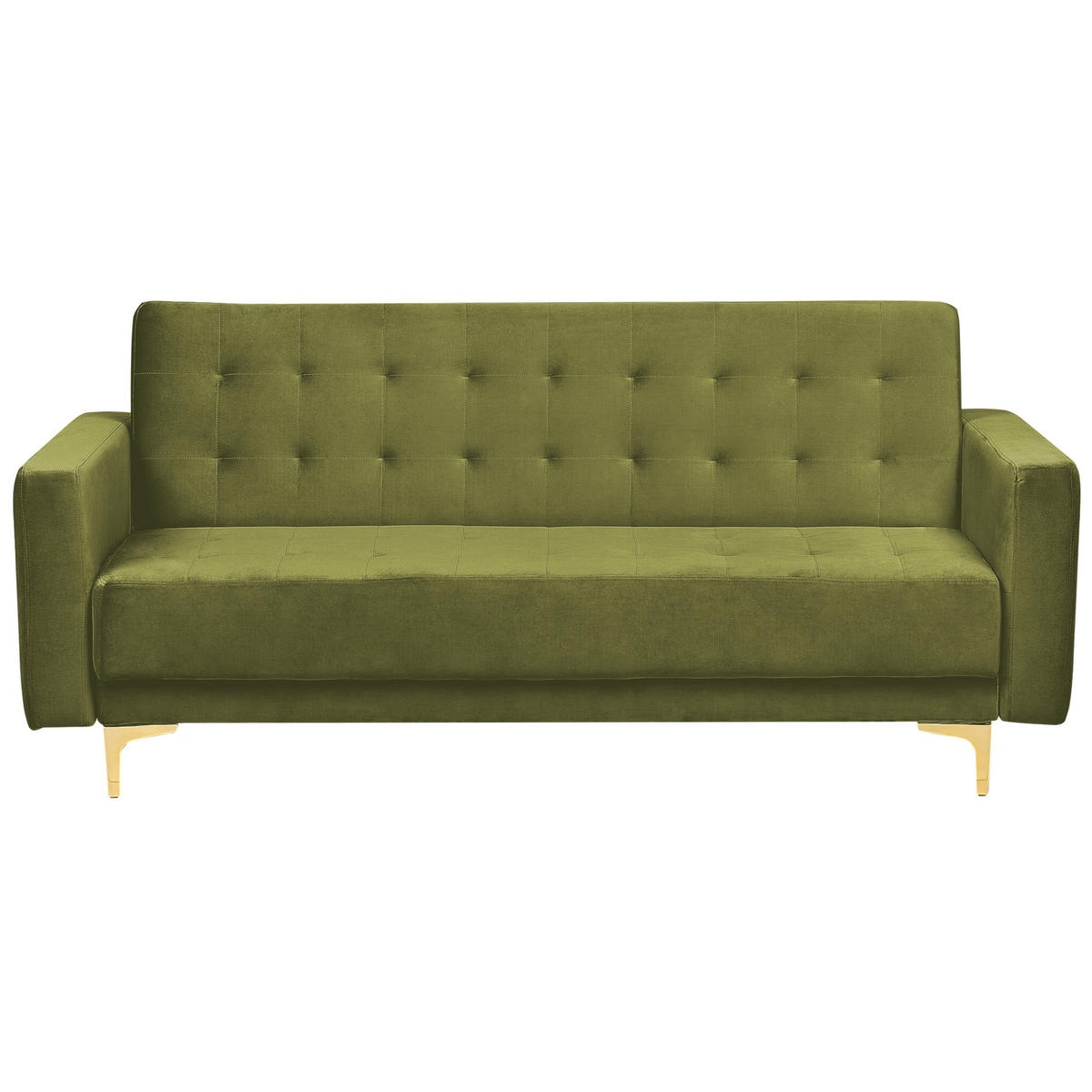 3-SITZER-SCHLAFSOFA Samtstoff grün Aberdeen - Goldfarben/Grün, Textil (186/83/88cm) - Beliani