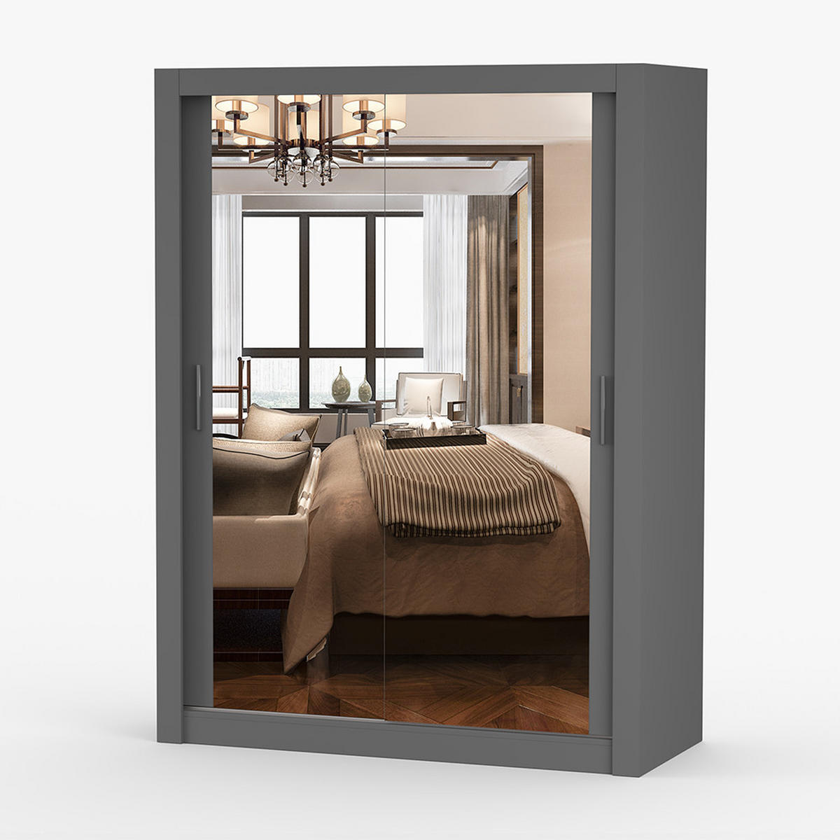 KLEIDERSCHRANK Milan 150 cm, 150/215/64, 2-türig, grau - Grau, Holzwerkstoff (150/215/64cm) - imoebel24