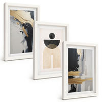 BILDER SET 3er Set - 20x30 cm Weißer Rahmen - Abstrakte Geometrie Eleganz - Weiß, Kunststoff (20/30cm) - TULUP