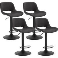 BARHOCKER 4er Set, Kunstleder Metall, Anthrazit - Anthrazit/Schwarz, Kunststoff/Metall (49/84/49cm) - Woltu