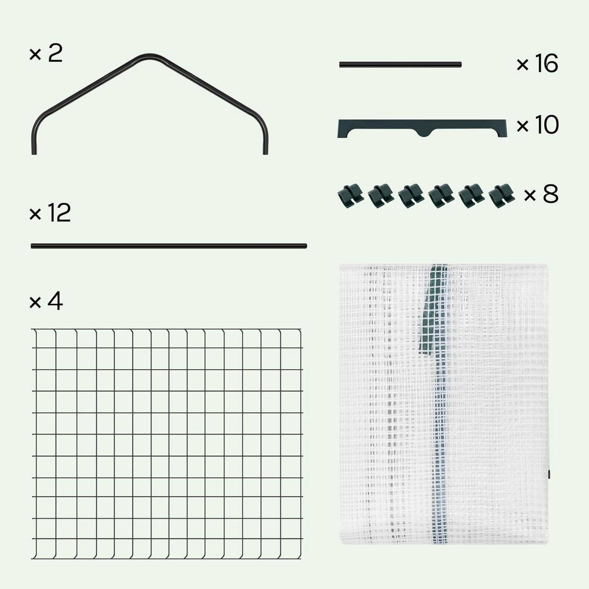 GEWÄCHSHAUS, Winterfest stabil platzsparend, 69 x 158 x 49 cm - Weiß, Textil/Metall (70/158/50cm) - Woltu