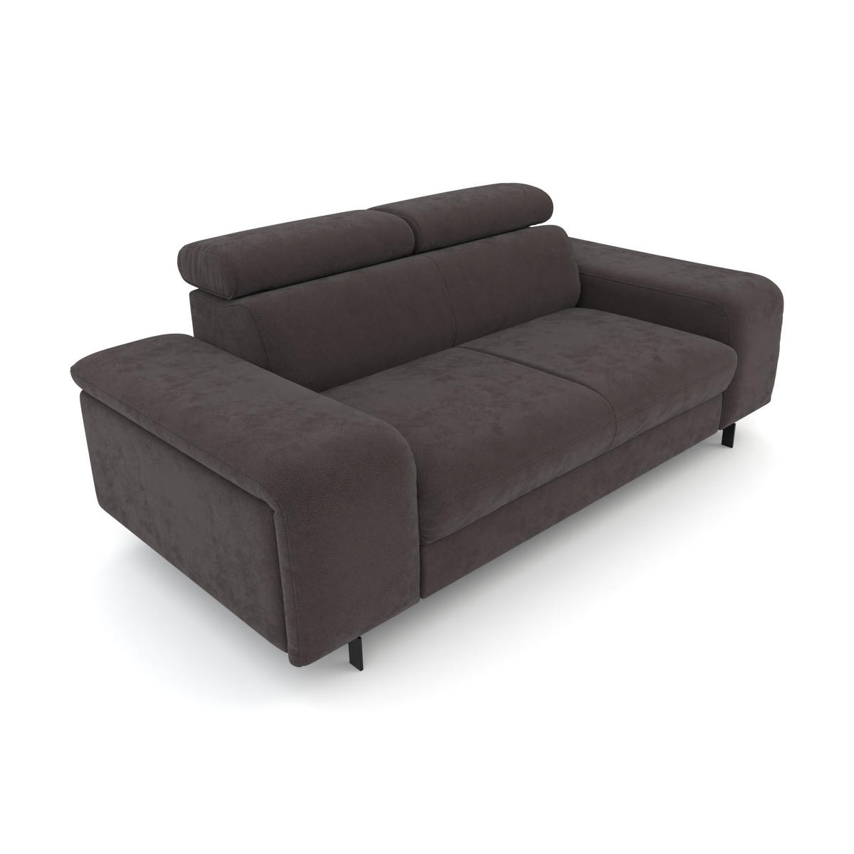 2,5-SITZER Vaasa Flachgewebe Grau klappb. Kopfstützen 198/100/81 cm - Anthrazit, Kunststoff/Textil (198/81/70cm) - foamnova