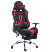 CHEFSESSEL Stoff schwarz/rot - Chromfarben/Rot, Textil/Metall (70/125/58cm) - CLP