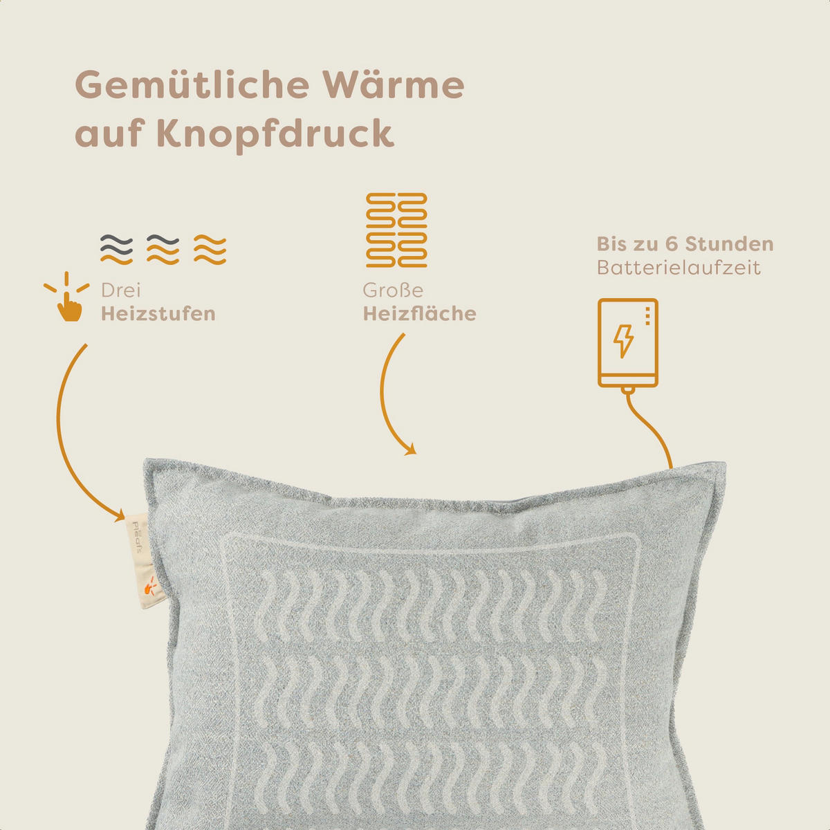HEIZKISSEN Nomad 45x60cm Close Knit - Hellgrau, Textil (45/60cm) - Pleafs