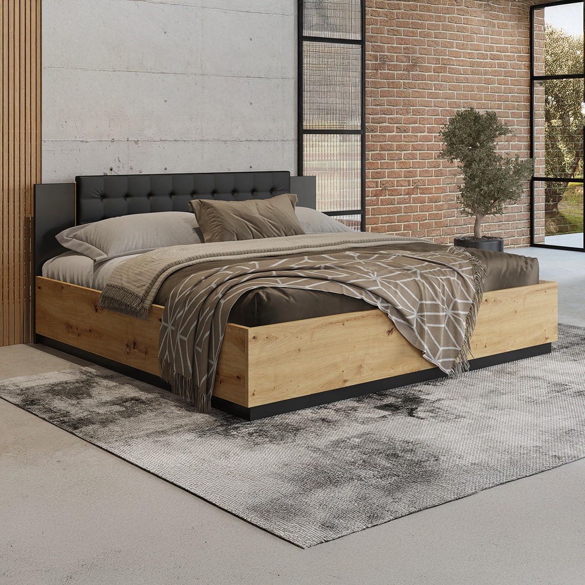 BOXSPRING POSTEL 180/200 Alec Dřevo a černá - černá, kompozitní dřevo (180/200cm) - Petits-meubles