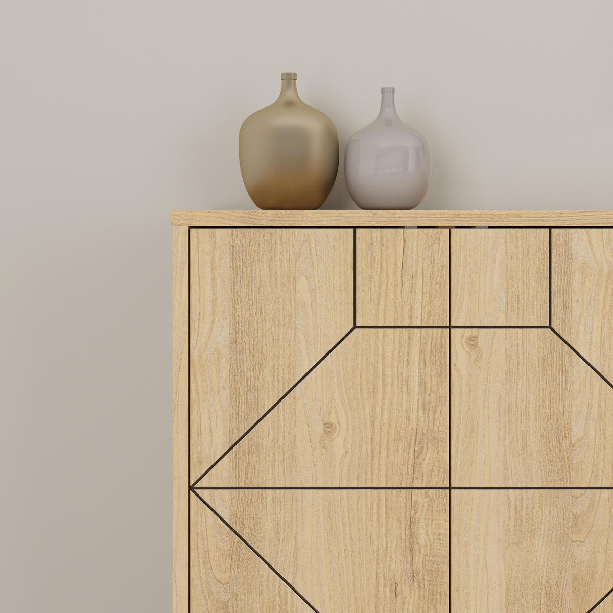 SIDEBOARD Dune Eiche 181/35/77,4 cm - Eichefarben/Schwarz, Holzwerkstoff/Metall (181/77.4/35cm) - Decortie