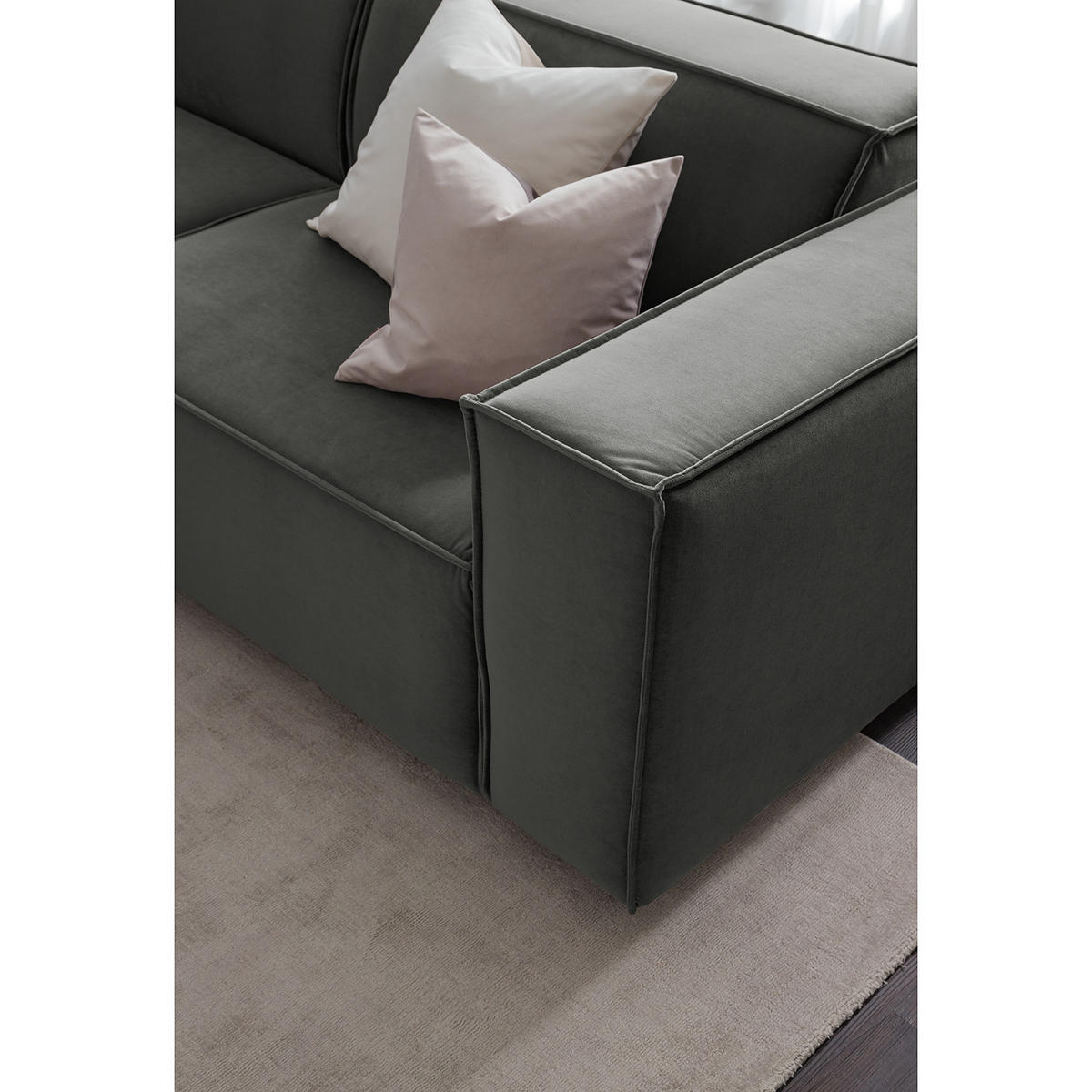 ECKSOFA mit Longchair - Schwarz/Grau, Kunststoff/Textil (294/177cm) - home24