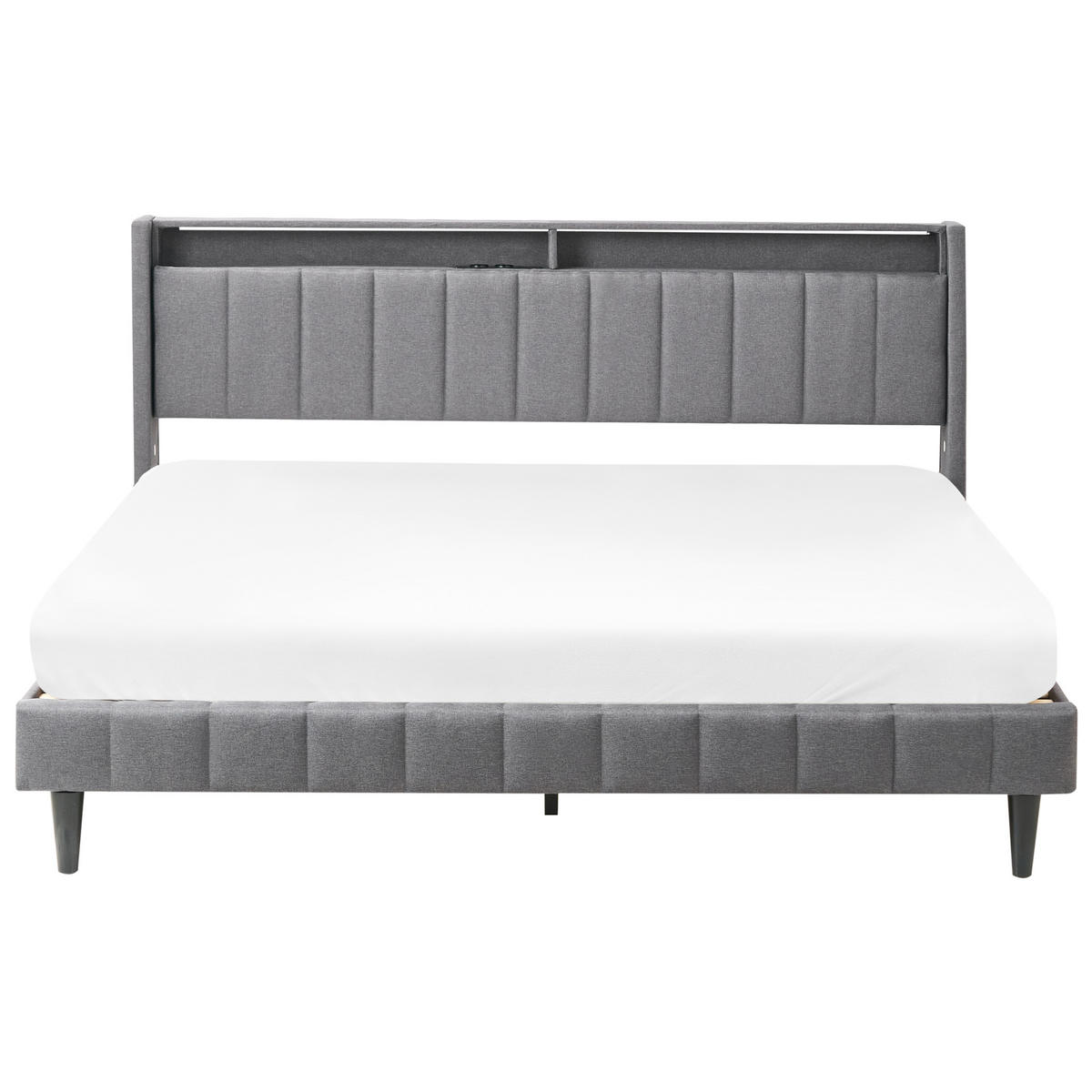 BETT mit LED 180/200 cm Stoff Dunkelgrau Beaulieu - Dunkelgrau, Textil (180/200cm) - Beliani