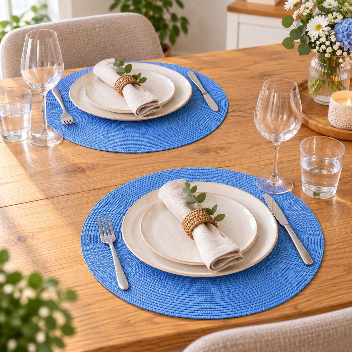 PLATZSET 2er Set Polypro Bleu 35 cm rund - Blau, Kunststoff (35cm) - TiborTex