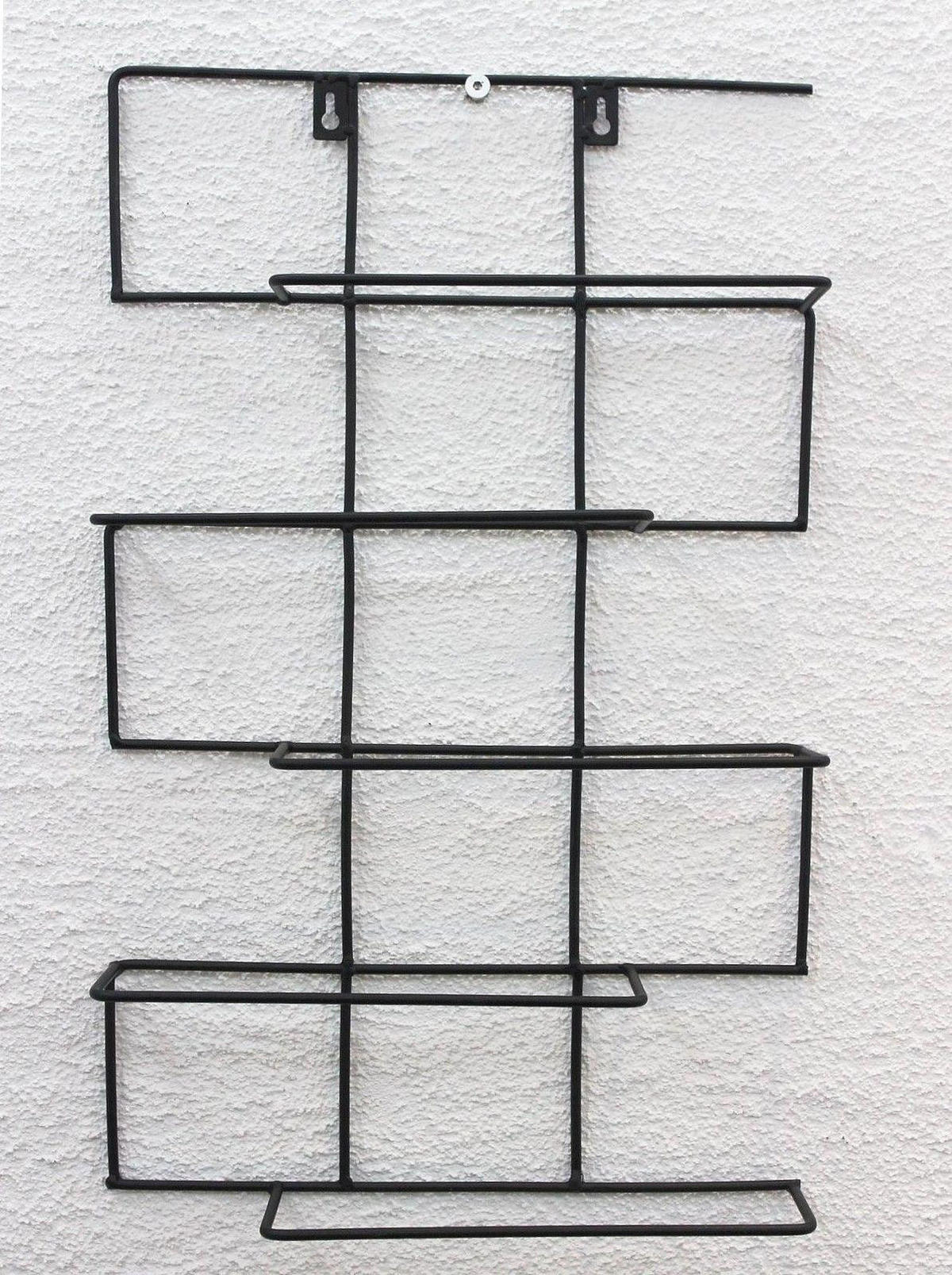 WEINREGAL Wand Metall Schwarz 33/8/53 cm - Schwarz, Metall (33/53/8cm) - DanDiBo