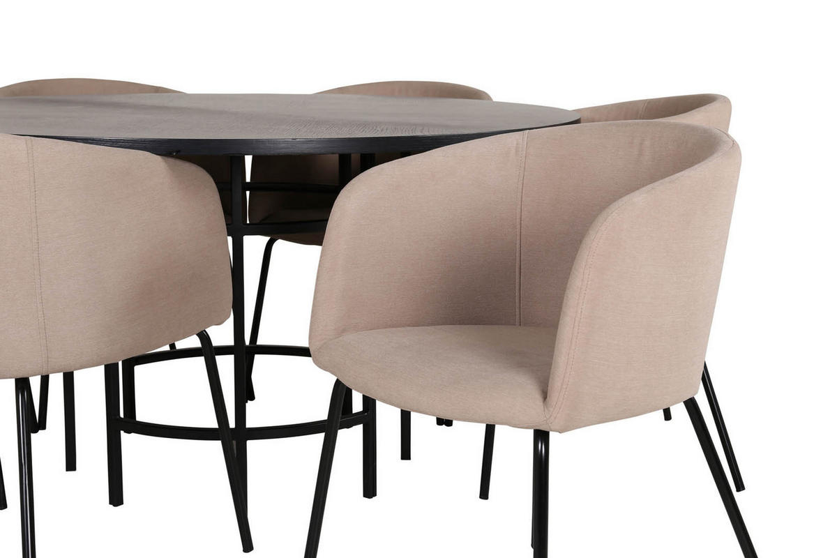 TISCHGRUPPE Khaki - Dunkelbraun/Beige, Holzwerkstoff/Textil (140/74/140cm) - ebuy24