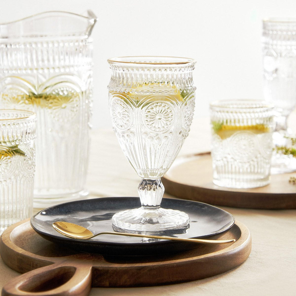 WEINGLÄSER Barrel mit Goldrand 0,35 l 6er-Set - Transparent, Glas (0.35L) - Homla