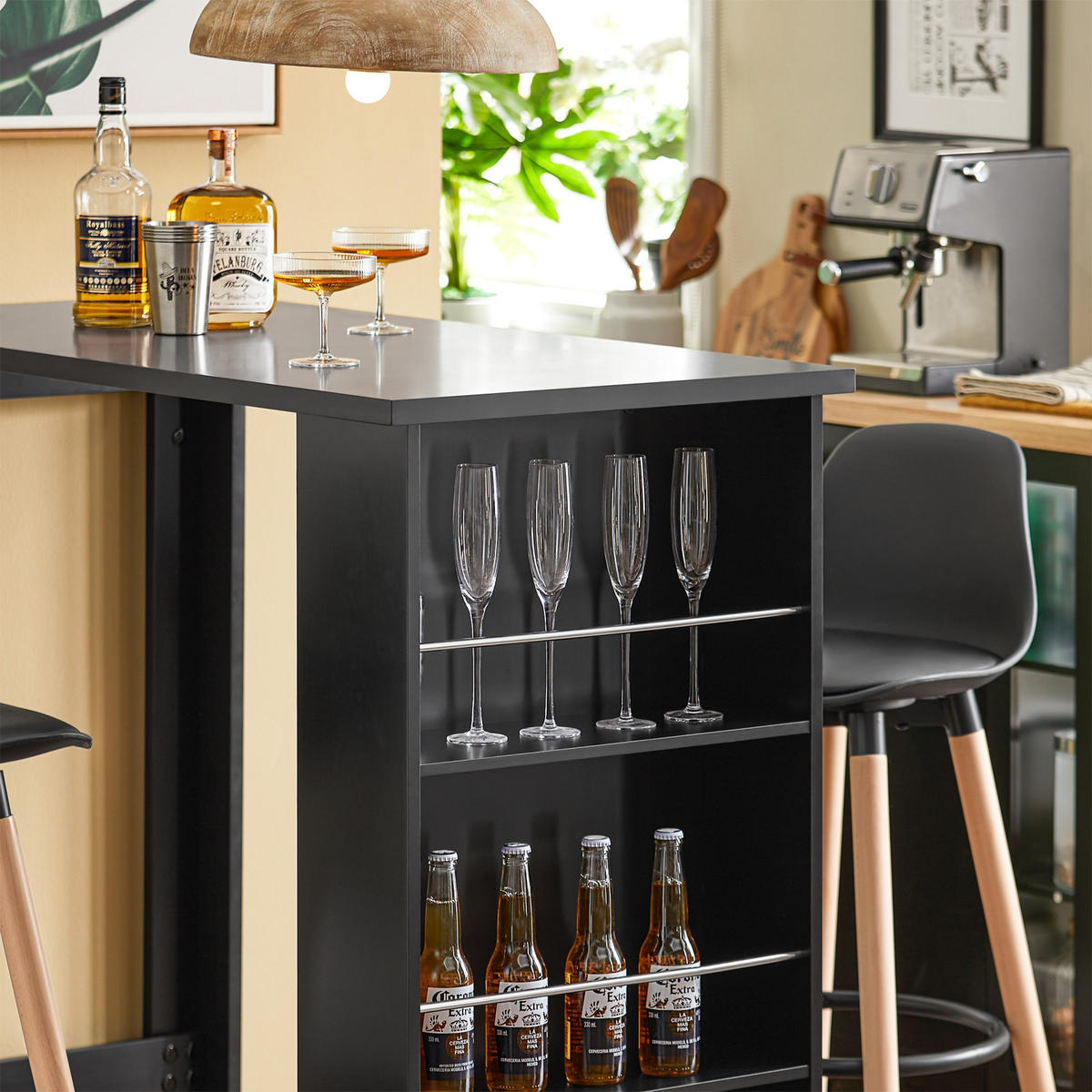 BARTISCH Schwarz - Schwarz, Holzwerkstoff (112/106/57cm) - SoBuy