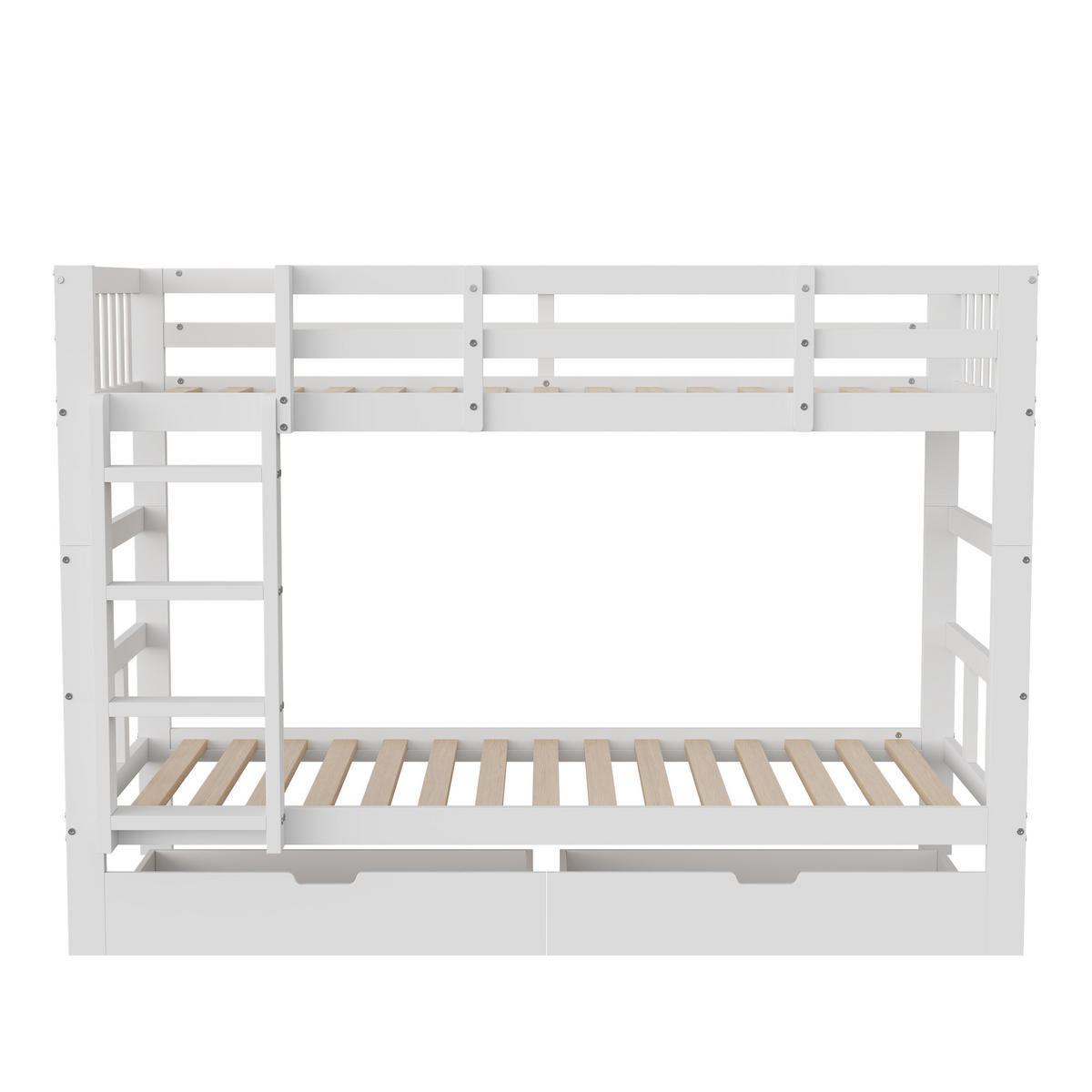 ETAGENBETT 90x200 cm, Schubladen, Weiß - Weiß, Holz