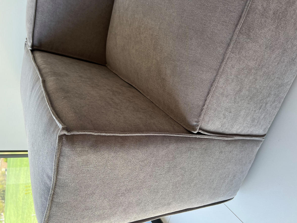 3-SITZER-SOFA Zenith Grau Luxusmicrofaser - Braun/Grau, Holz/Textil (230/64/92cm) - S-Style Möbel