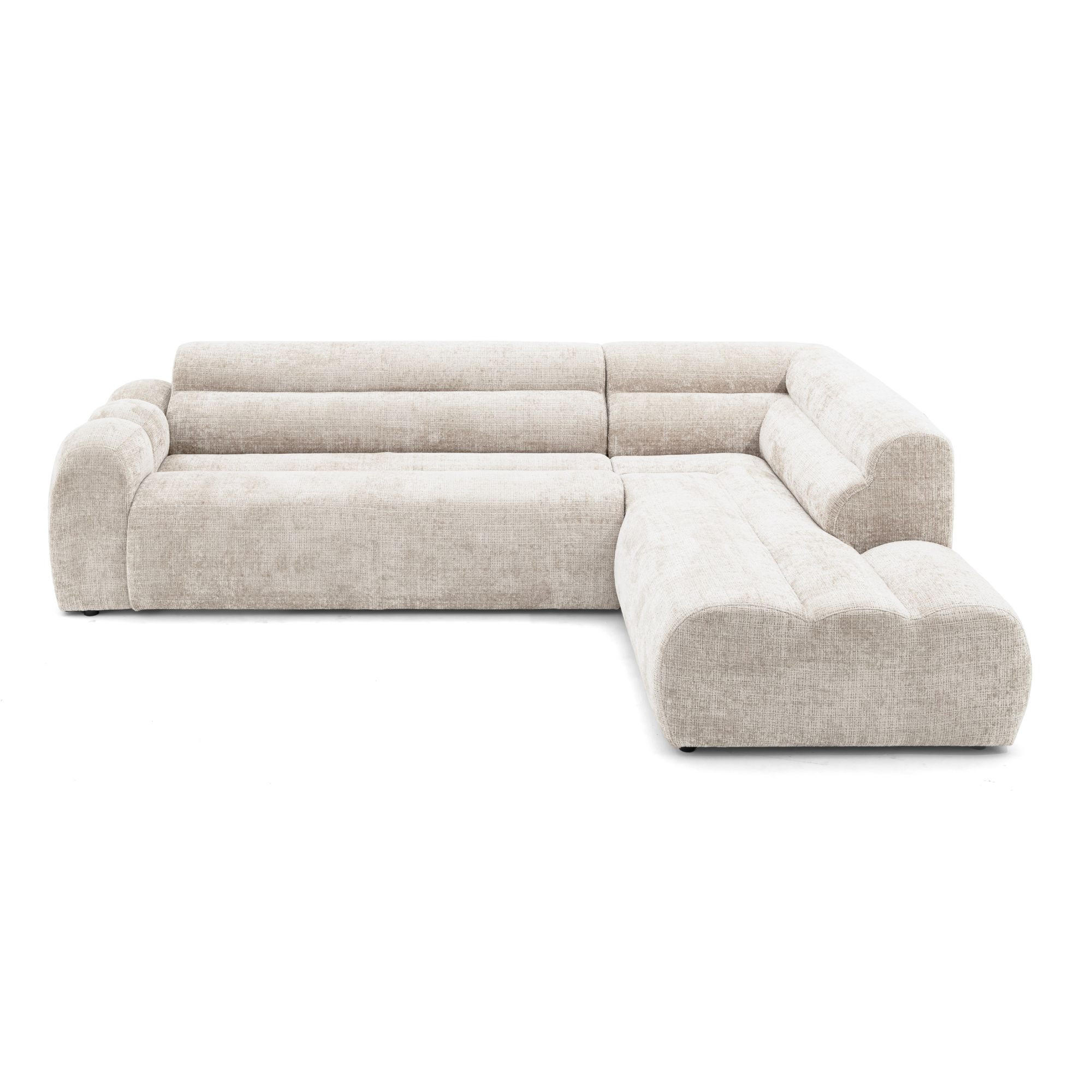 4-SITZER modulares Ecksofa VEER L Rechts, 283 x 190 cm, Chenille Webstoff Creme - Creme/Schwarz, Holz/Kunststoff (190/283cm) - Muffo