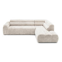 4-SITZER modulares Ecksofa VEER L Rechts, 283 x 190 cm, Chenille Webstoff Creme - Creme/Schwarz, Holz/Kunststoff (190/283cm) - Muffo
