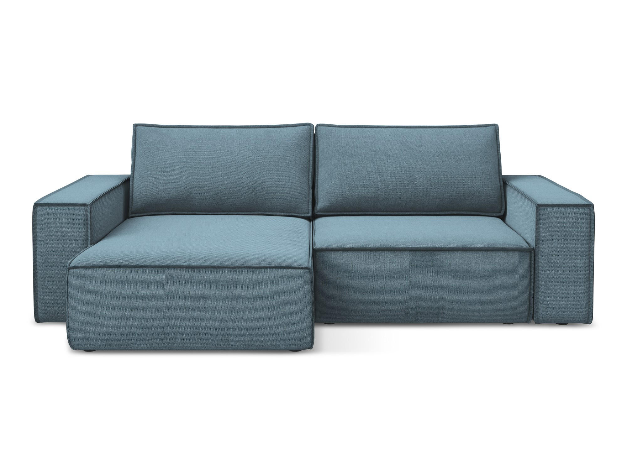 ECKSOFA mit Schlaffunktion Strukturstoff Stoff Blau - Blau/Schwarz, Kunststoff/Textil (148/257cm) - Makamii