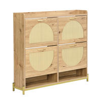 SCHUHKIPPER 108 cm in Holzoptik mit Metallfüßen, Schuhkommode für Flur - Naturfarben, Holz (108/100/24cm) - PARAFTA HOME