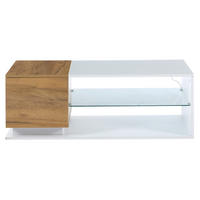 KLUBSKA miza, 105/50/36 cm, bela/hrastova barva, z LED osvetlitvijo in prostorom za shranjevanje - bela, leseni material (105/50/36cm) - BEAOK