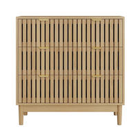SIDEBOARD eichen-optik & latten-design mit 3 schubladen & goldgriffen - Eichefarben, Holzwerkstoff (80/80/39cm) - Urban Meuble