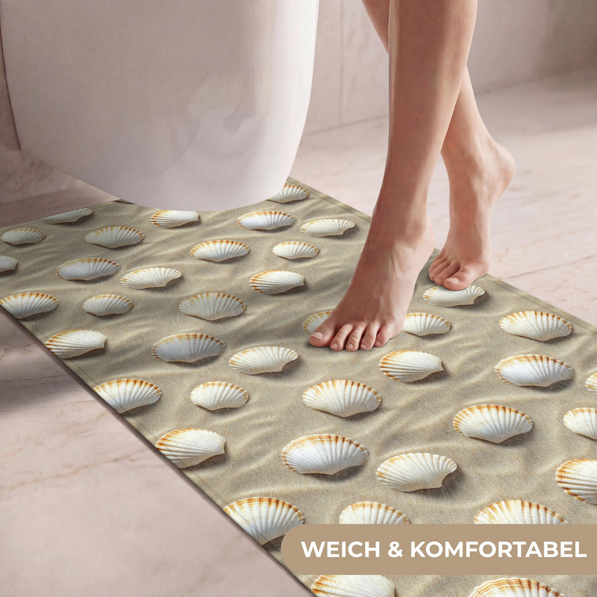WC PŘEDLOŽKA Mušle - Písek - Námořní 60x120 cm - písková barva, textil/plast (60/1cm) - OnlyWow