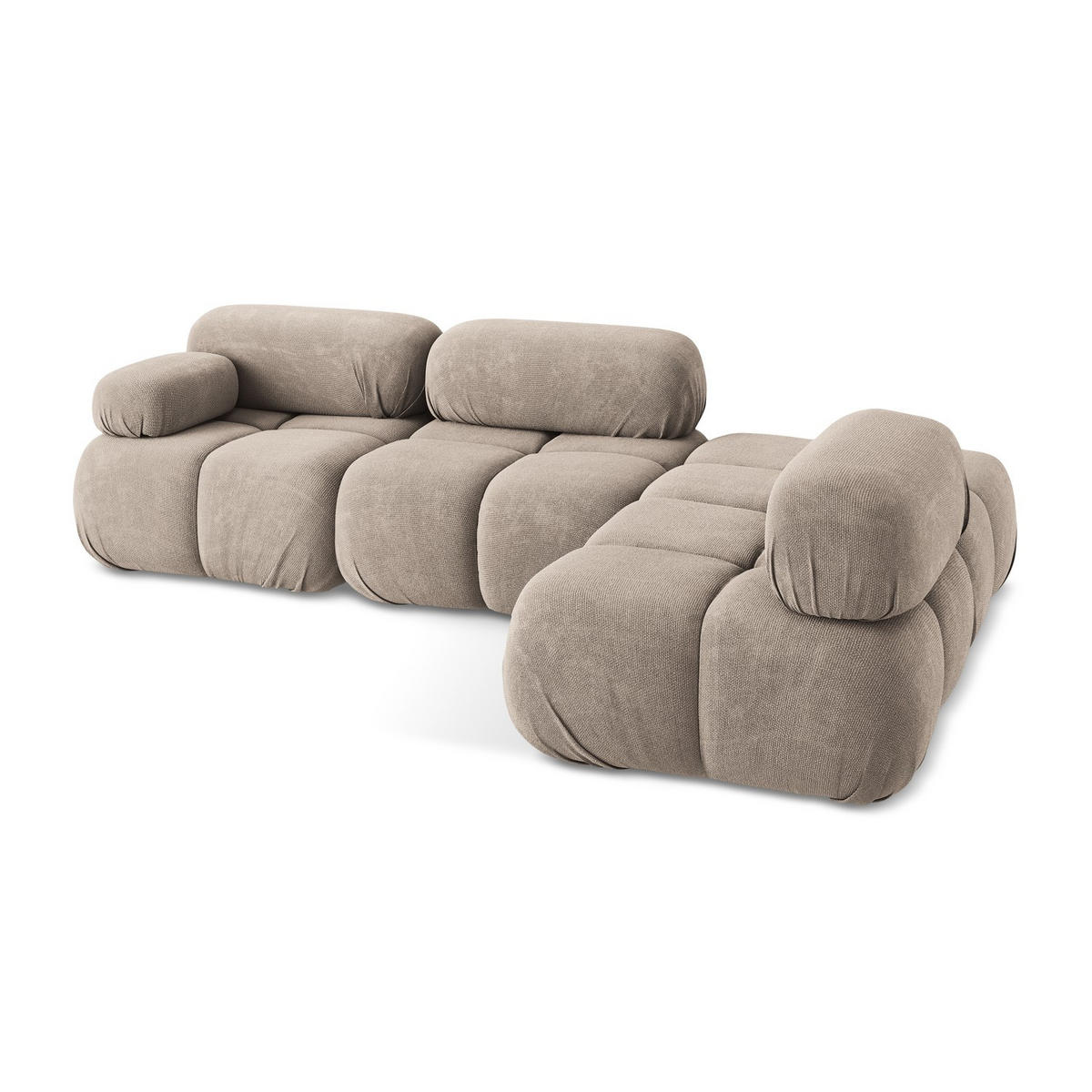 ECKSOFA Rechts Chenille Stoff Beige - Beige/Schwarz, Kunststoff/Textil (285/190cm) - LaMiaSofa
