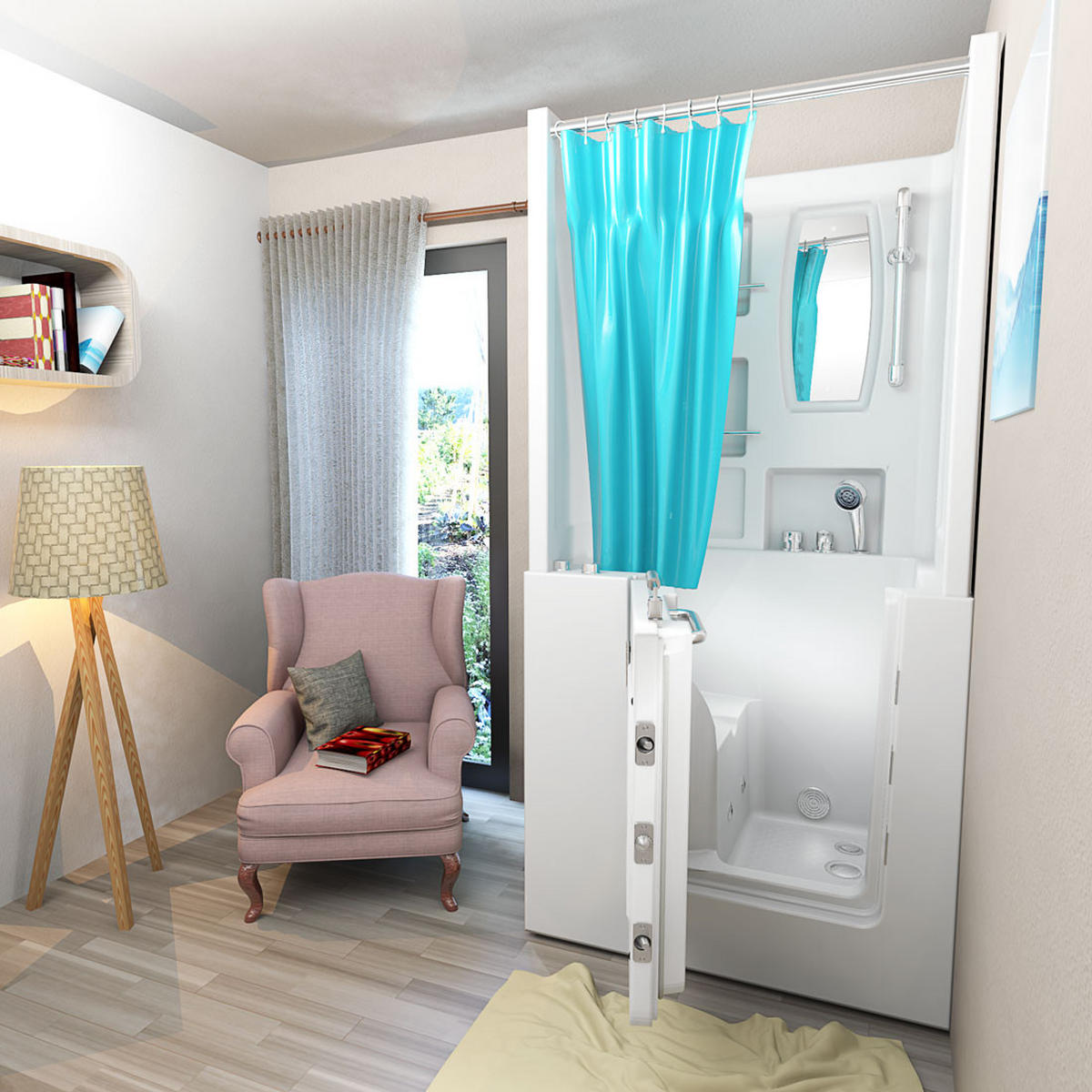 DUSCHE Whirlpool mit Tür S02D-WP-C-L - Weiß, Glas/Kunststoff (100/78/205cm) - AcquaVapore by Sandra Jentho