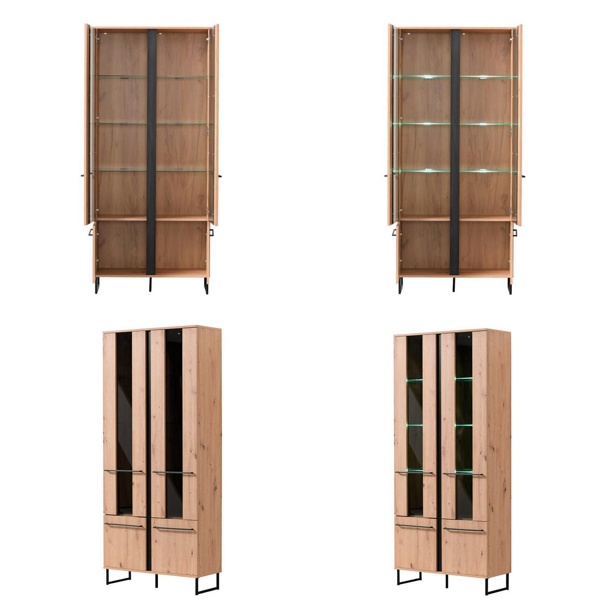 WOHNWAND 339/193/42 cm in Eiche Schwarz - Braun, Holz (339/193/42cm) - Homestyle4u