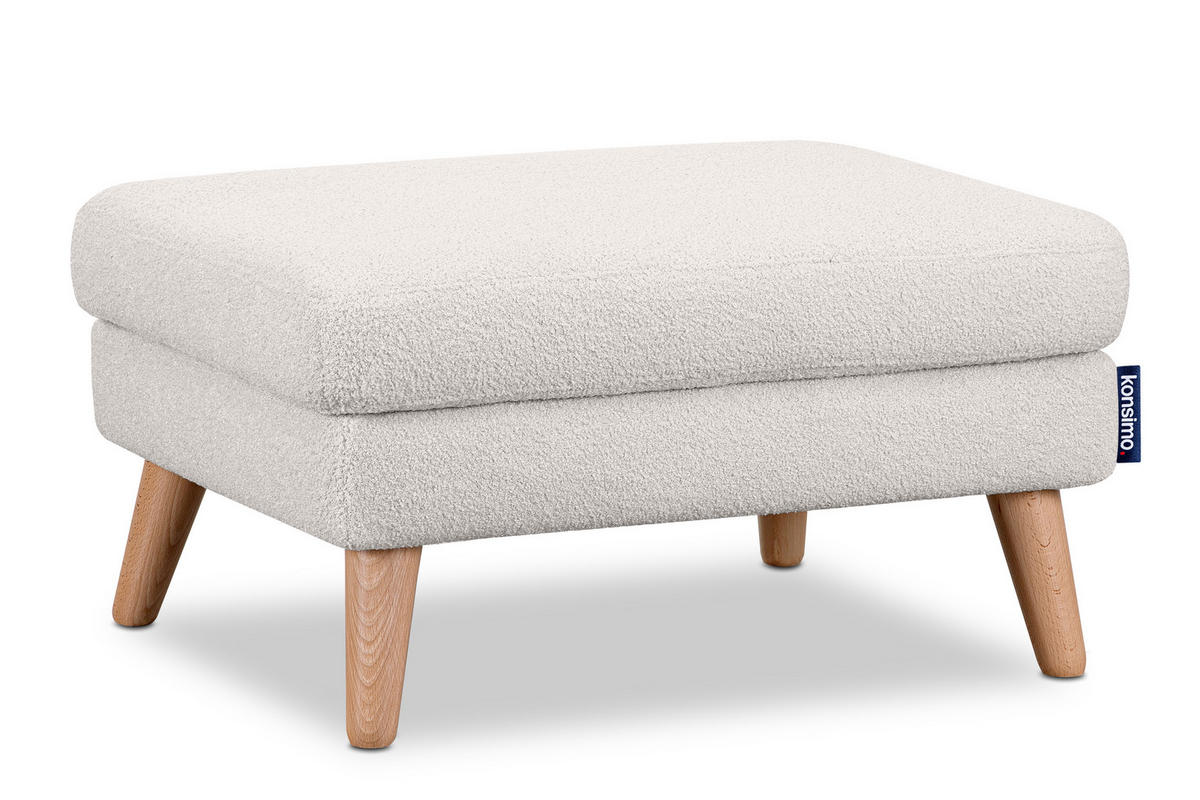 SITZHOCKER TAGIO Pouffe, weiss - Braun/Weiß, Buchenholz/Textil (65/46/80cm) - KONSIMO®