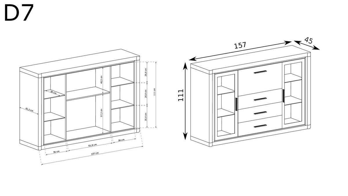 HIGHBOARD Dallas D-7 Eiche Sonoma - Sonoma Eiche, Holzwerkstoff (157/111/45cm)