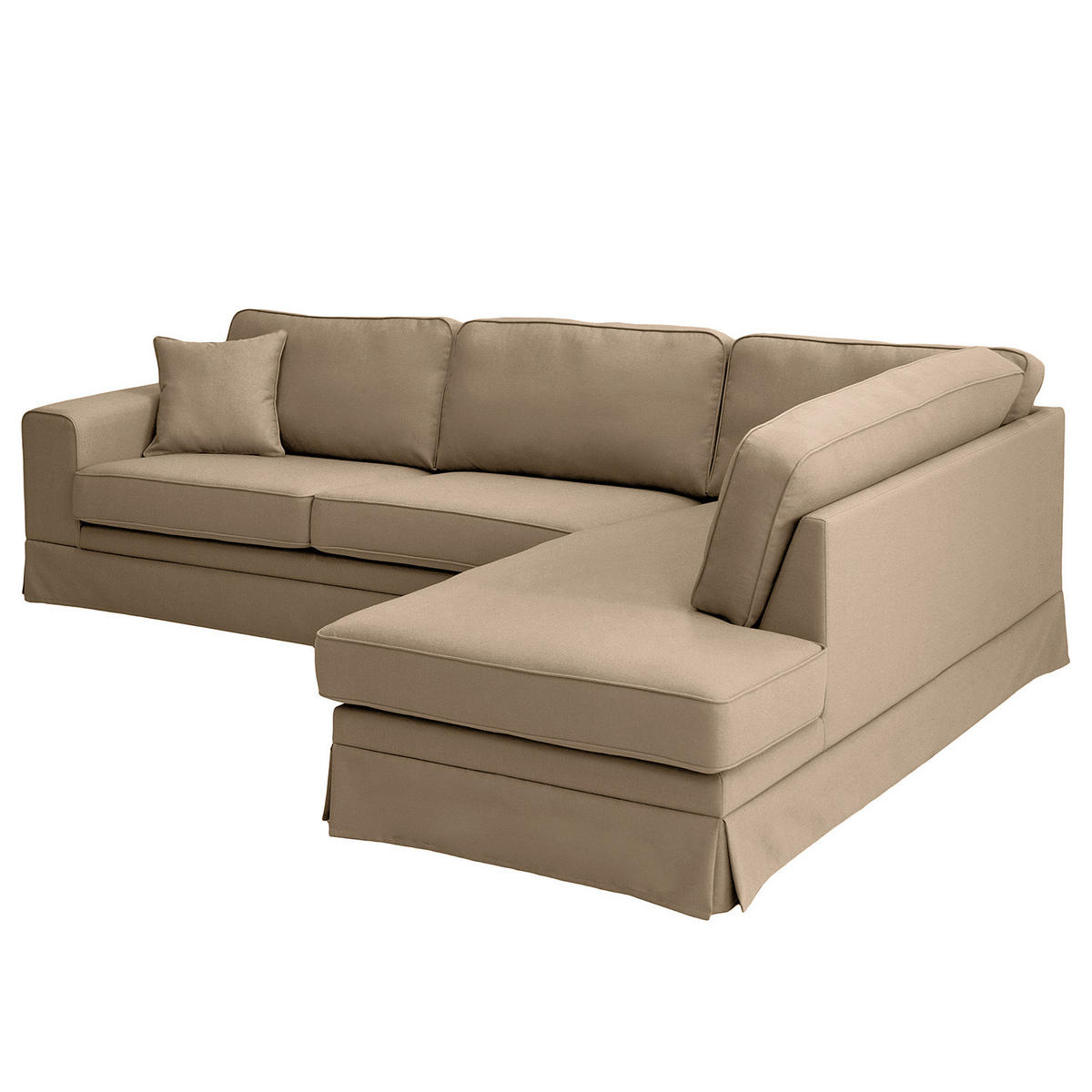 ECKSOFA mit Husse - Ottomane, Webstoff - Hellbraun/Schwarz, Kunststoff/Textil (297/210cm) - home24