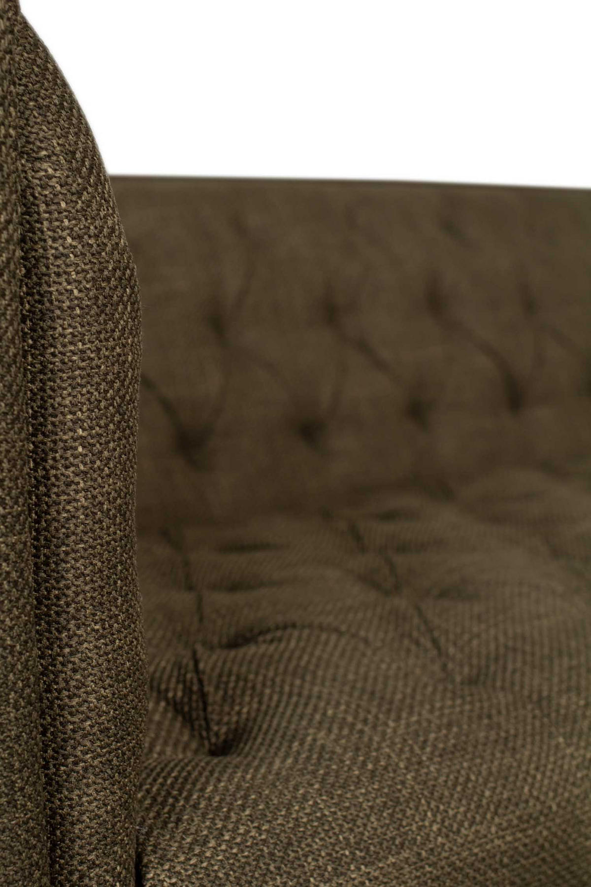 SOFA Troia 3-Sitzer Chesterfield Details - Schwarz/Olivgrün, Textil/Metall (205/74/85cm) - Mr. Deko