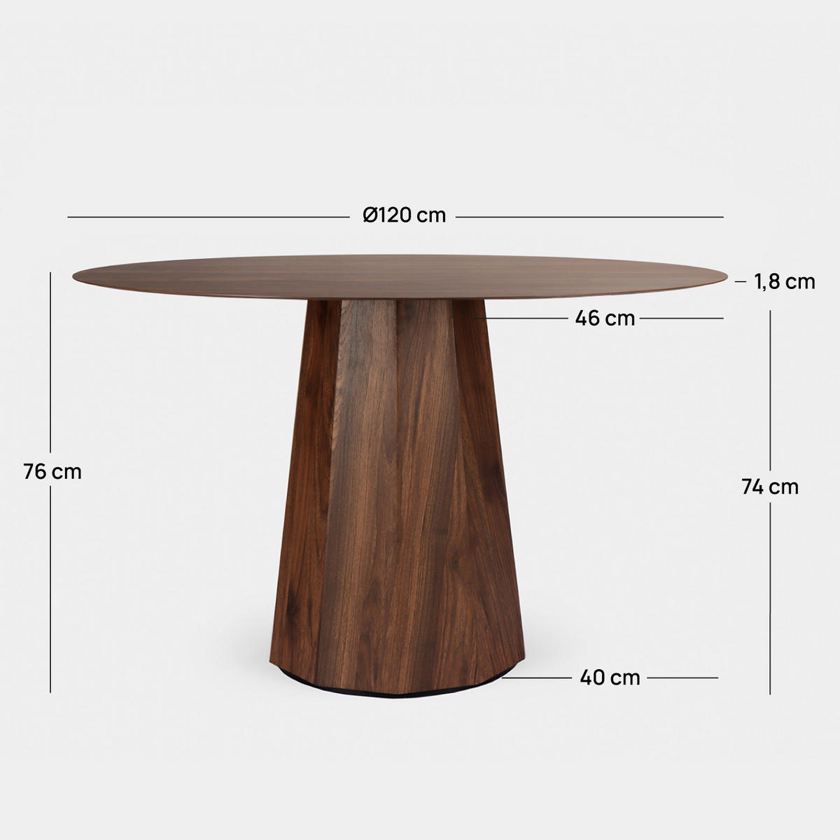 ESSTISCH Olivier Walnuss 120 cm x 76 cm - Walnussfarben, Holzwerkstoff (120/120/76cm) - Klast Home