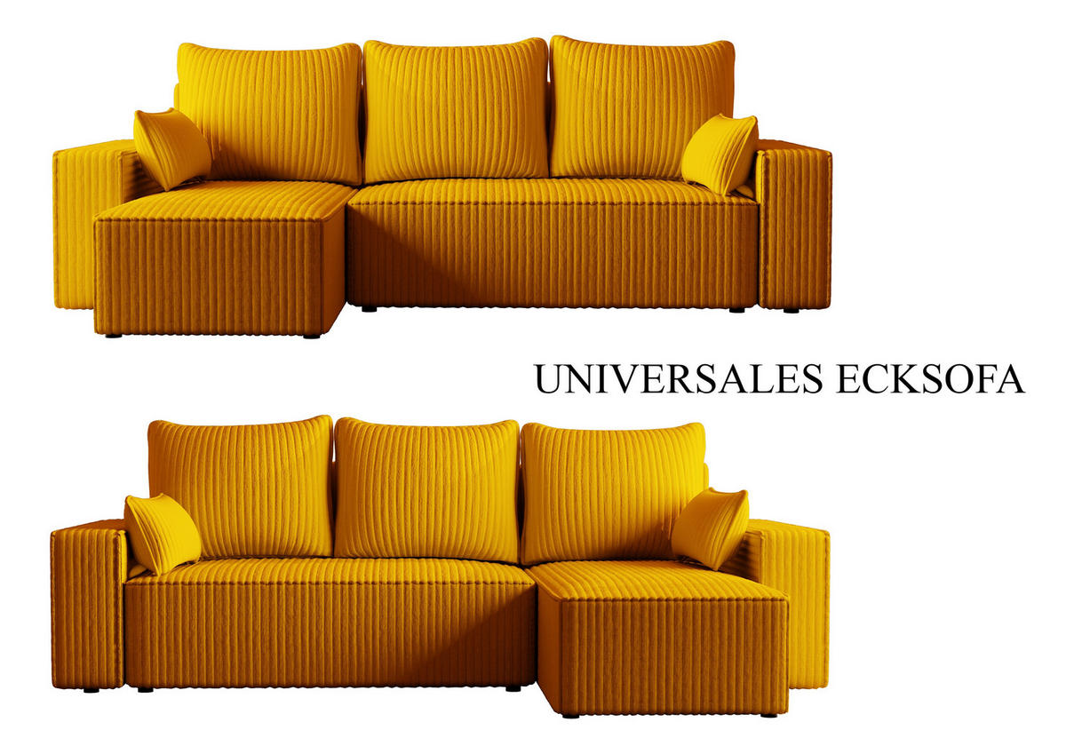 ECKSOFA Tobi mit Bettkasten und Schlaffunktion, L-Form/XL-Form, Cordstoff, Universal - Kupferfarben, Holzwerkstoff (246/145cm) - 4ALL HOME