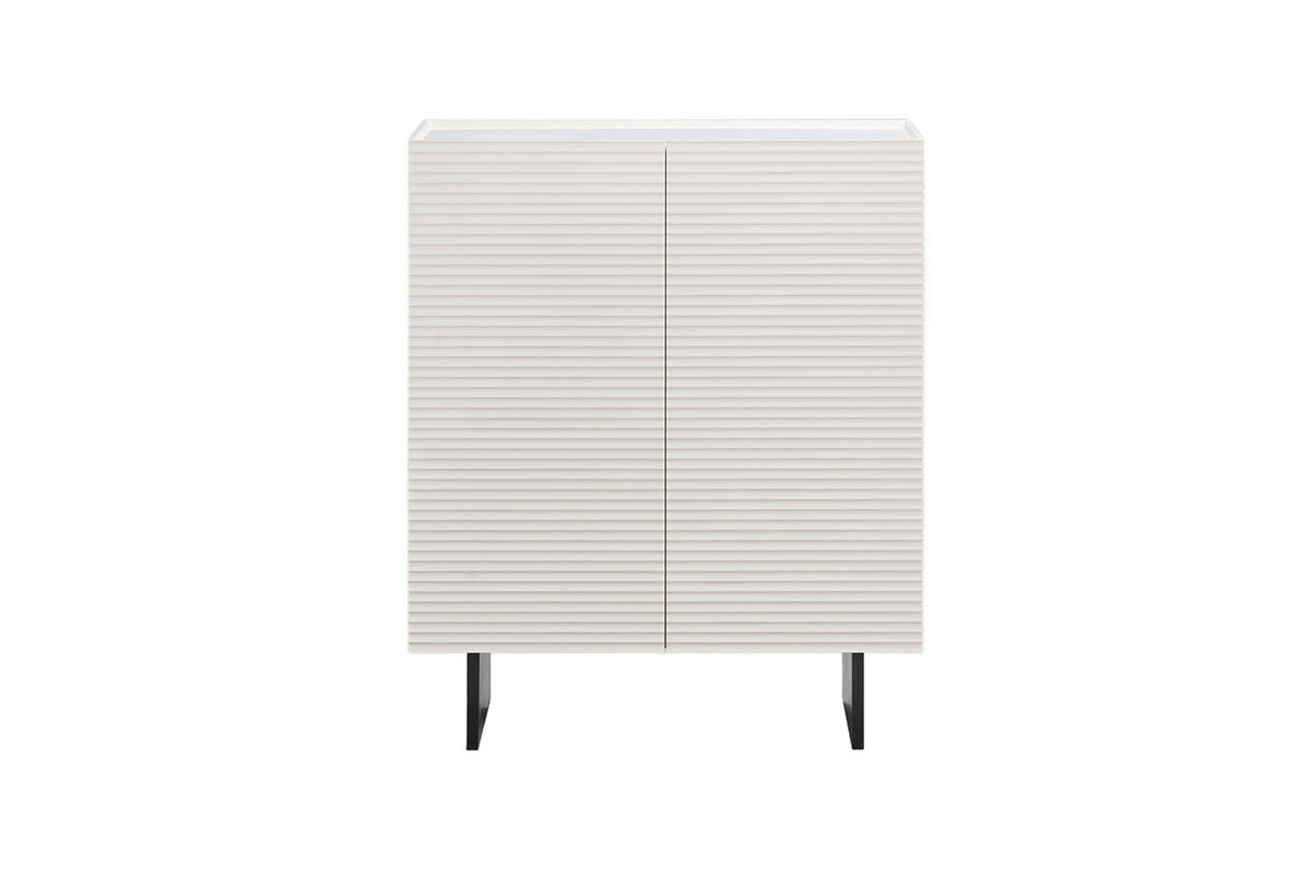 HIGHBOARD LYNN Weiß Holz - Schwarz/Weiß, Holzwerkstoff/Metall (100/120/40cm) - KAWOLA