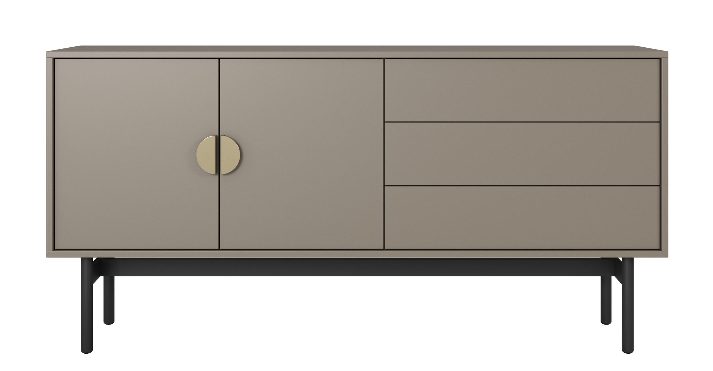 TV-SCHRANK Stoon Steingrau 154 cm - Beige/Goldfarben, Holzwerkstoff/Metall (154/76/38cm) - Selsey