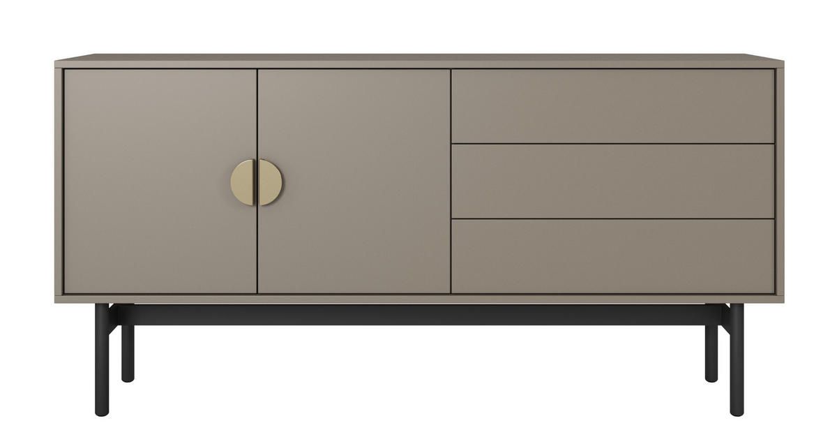 TV-SCHRANK Stoon Steingrau 154 cm - Beige/Goldfarben, Holzwerkstoff/Metall (154/76/38cm) - Selsey