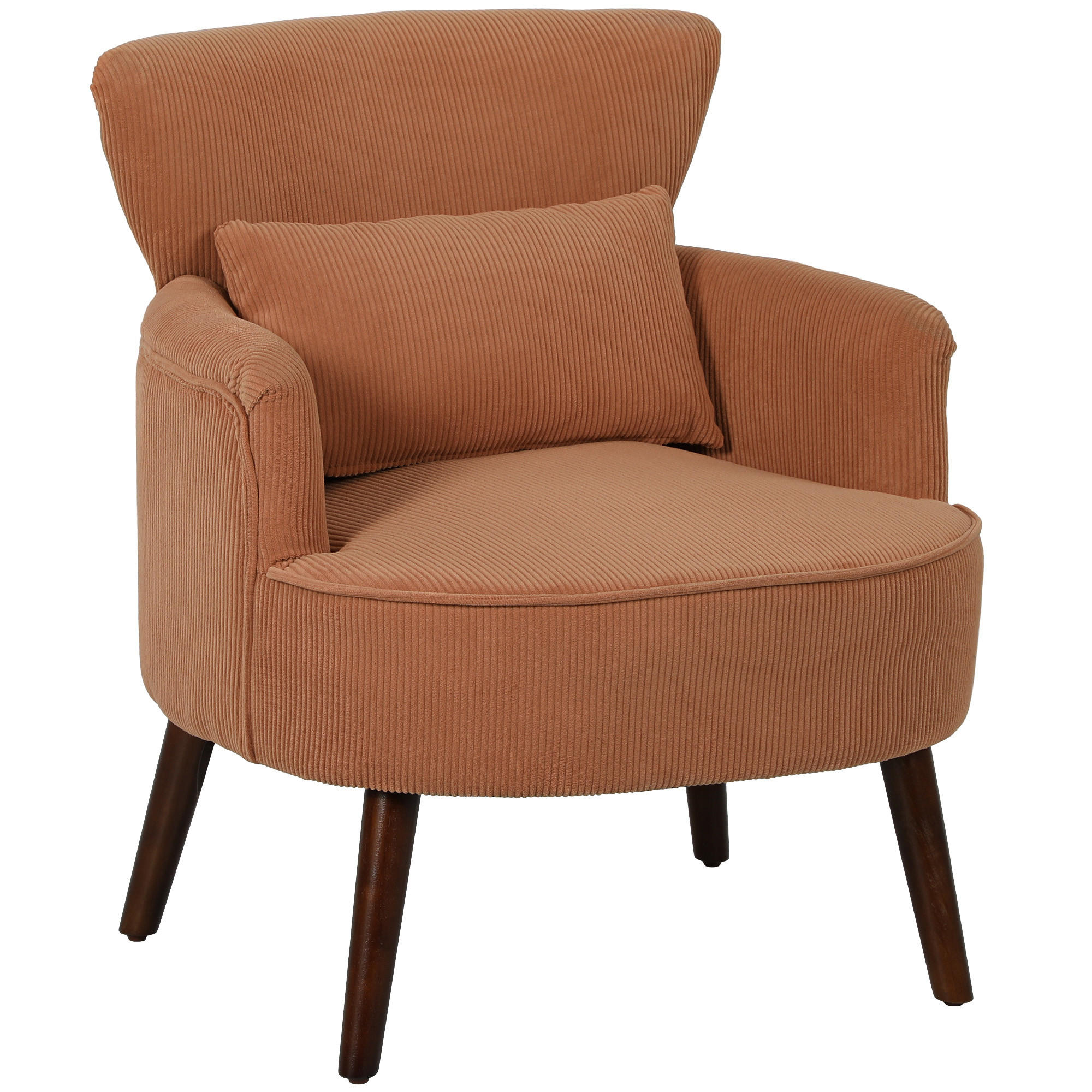 SESSEL mit Rückenlehne, abgerundeten Armlehnen Gepolstert Loungesessel Kordoptik - Orange/Braun, Textil (69/78/69.5cm) - HOMCOM