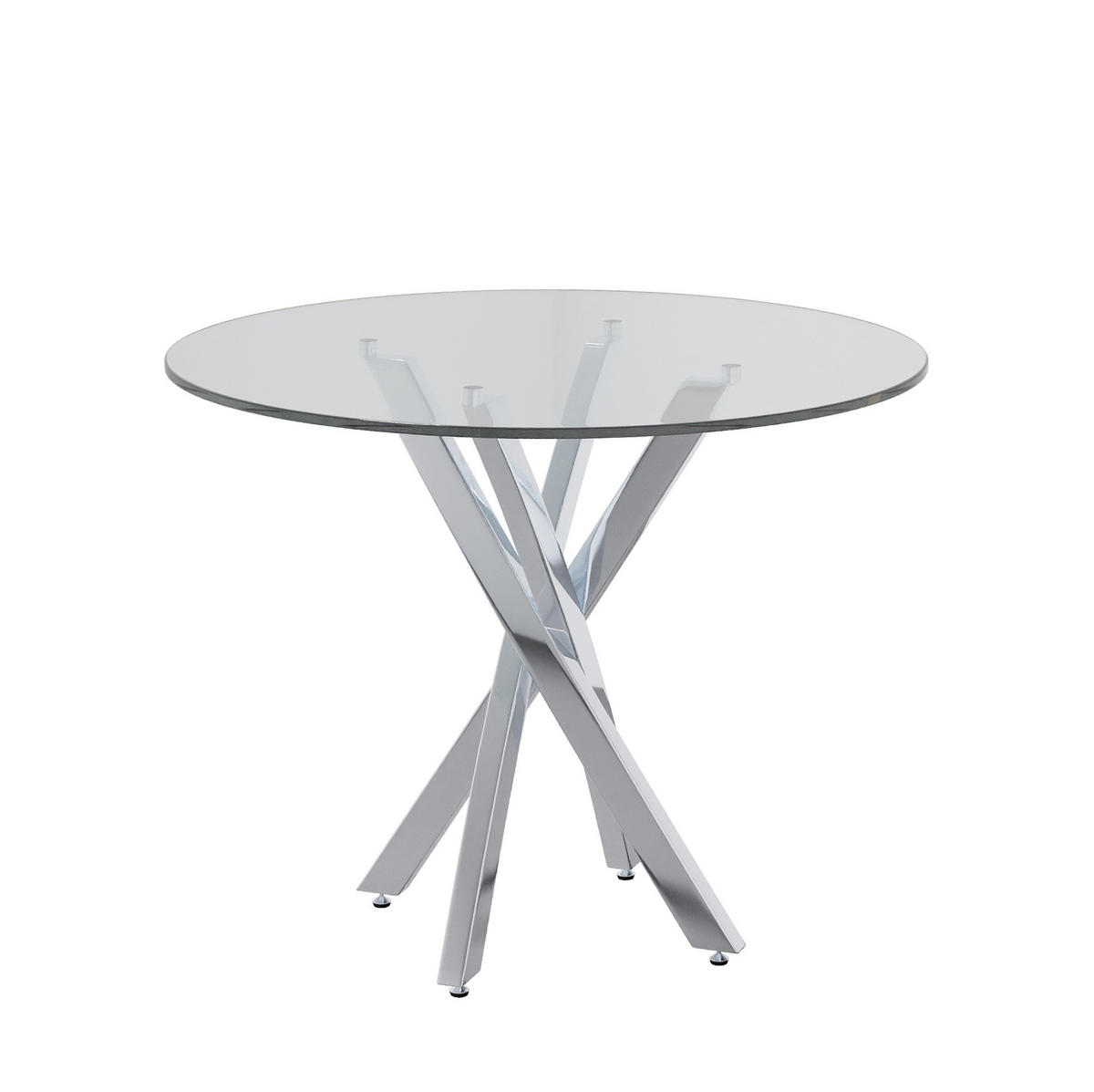 ESSTISCH aus Glas 80x80x75 cm Silber für 2-4 Personen mit gehärteter Glasplatte und Kreuzgestell - Silberfarben, Glas (80/80/75cm) - Modfu