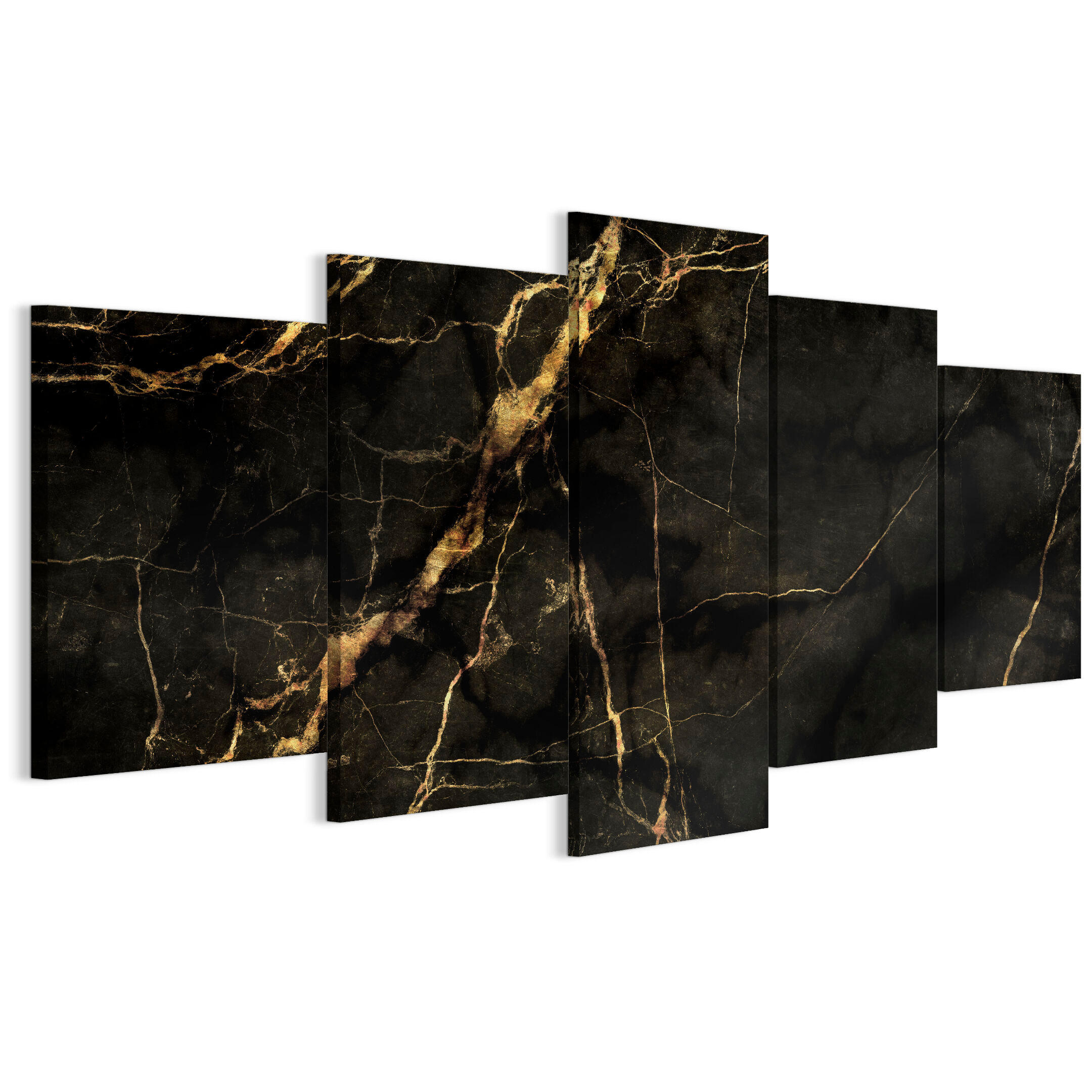 LEINWANDBILD Goldene 5-tlg. 100x50 cm - Multicolor, Holz (100/50cm) - LUMASOUL