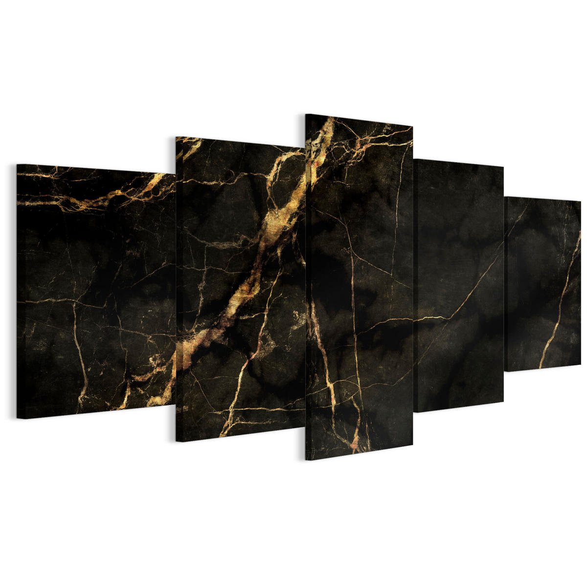 LEINWANDBILD Goldene 5-tlg. 100x50 cm - Multicolor, Holz (100/50cm) - LUMASOUL