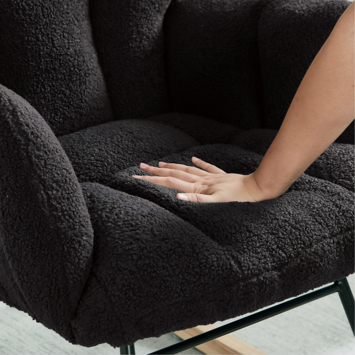 SCHAUKELSTUHL 44/50/47 cm dunkelgrau aus Polyester mit Holzgestell - Dunkelgrau, Textil (89/101/69cm) - OKWISH