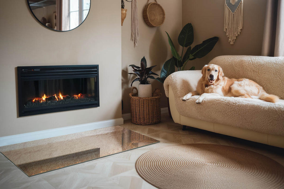 GLASPLATTE für Kamin 140x70 cm Beige - Beige, Glas (140/70/0.4cm) - ArtPrintCave